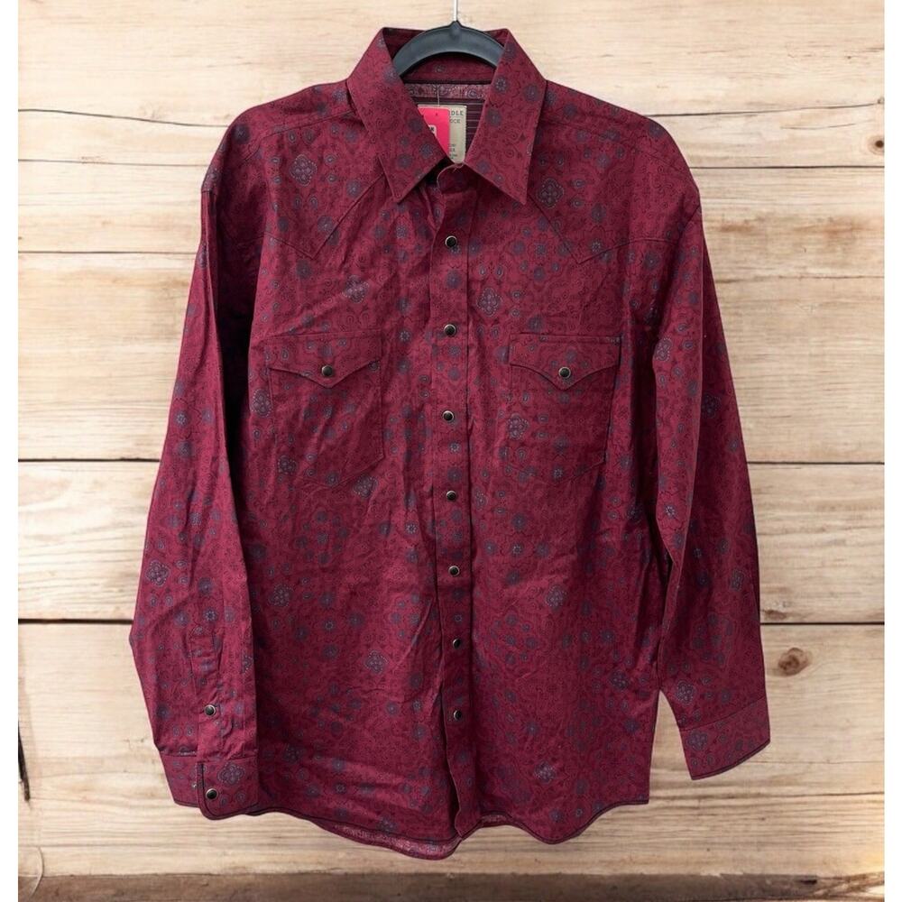 NWT Panhandle Rough Stock Western‎ Shirt Pearl Snap Size Medium Long Sleeve